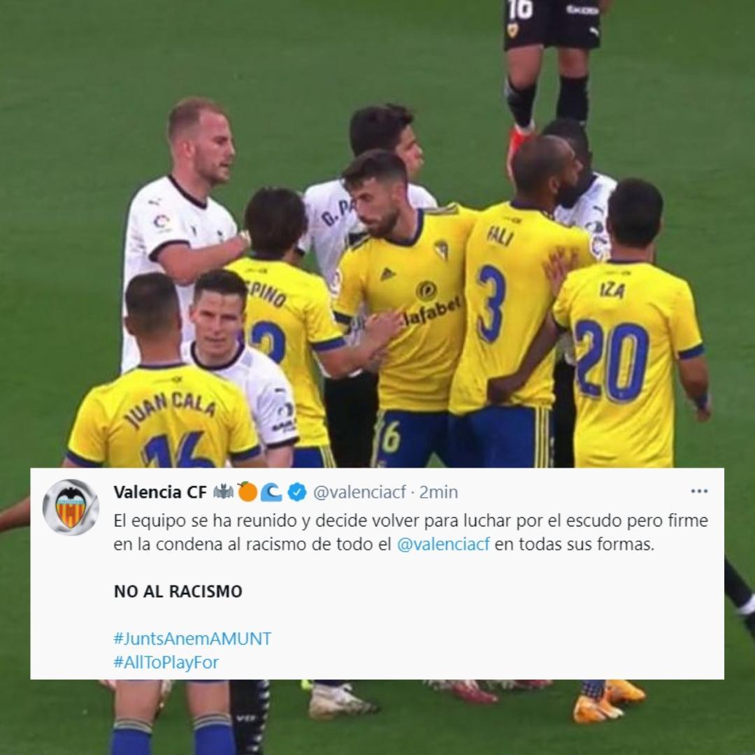 El Valencia twitteó "No Al Racismo" / Twitter