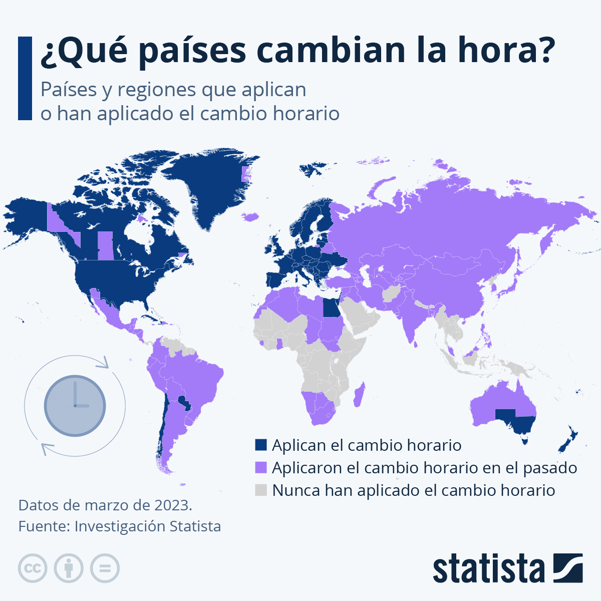 Mapa cambio de hora - horario invierno  /  Mónica Mena Roa -  Data Journalist STATISTA
