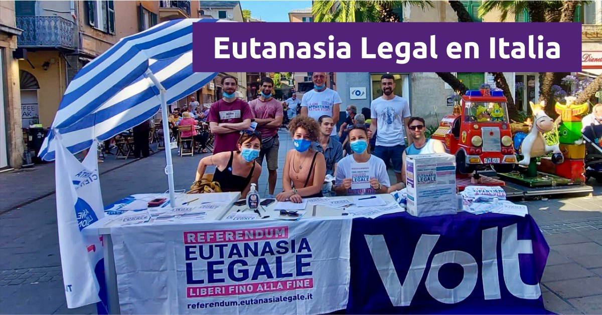 Volt España trabaja junto a la Asociación Luca Coscioni para recoger firmas para que la eutanasia sea legal / Volt España