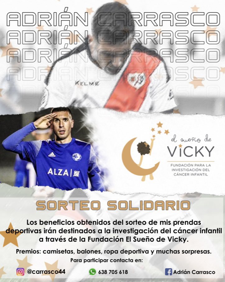 Adrián Carrasco sorteará el 1 de marzo material deportivo. Los beneficios irán destinados a El Sueño de Vicky / Adrián Carrasco