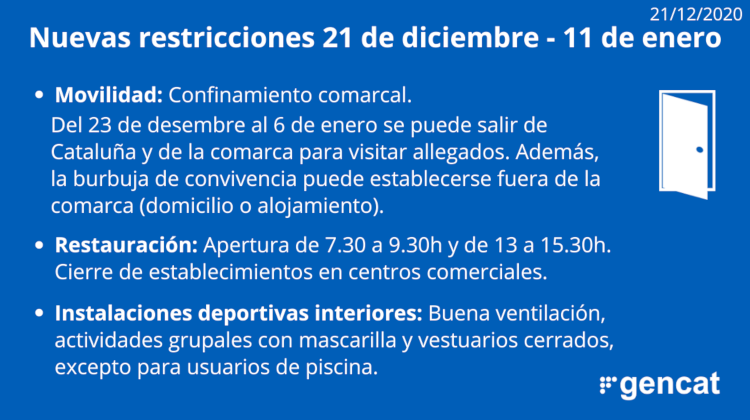 Las restricciones que Cataluña ha impuesto de cara a Navidad / Generalitat de Cataluña