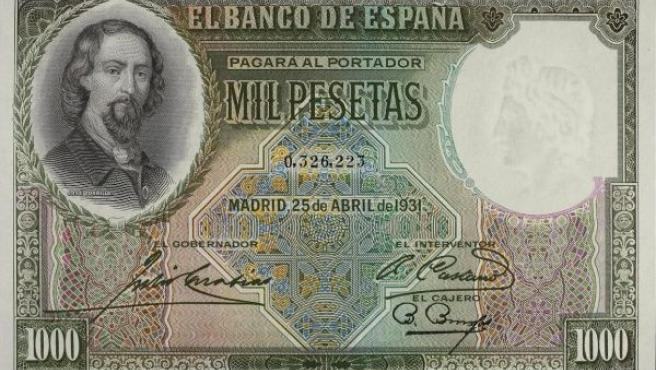Billete de 1.000 pesetas de España (1931)