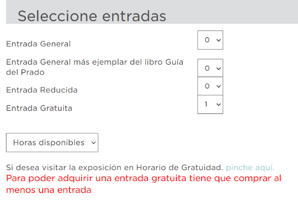 Sitio web del portal de entradas del Museo del Prado 