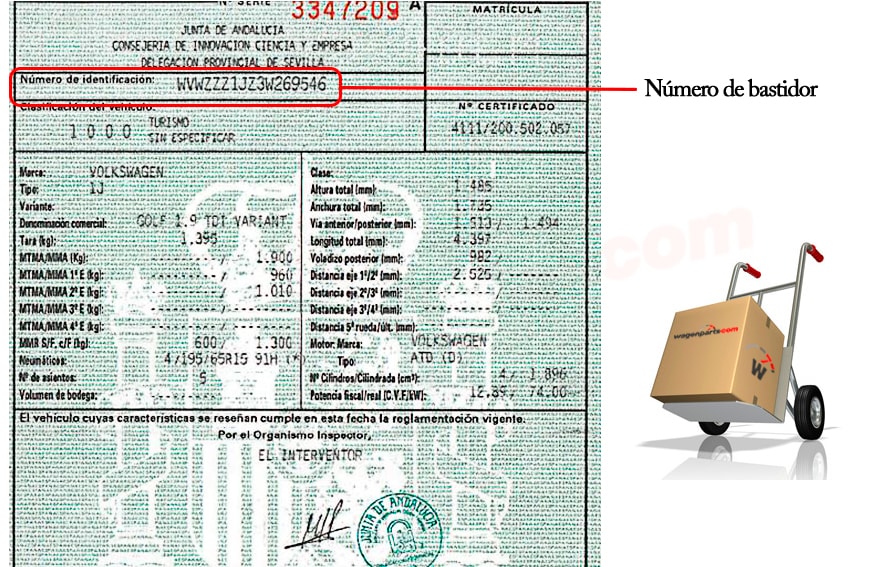 Cómo encontramos el número de bastidor en la ficha técnica / Tienda de recambios