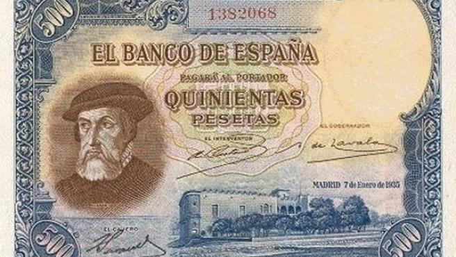 Billete de 500 pesetas de España (1935).