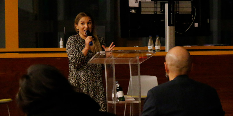 Zuriñe Rodríguez en la presentación de Villaverde Sport4All / Fotografía de Sara Martín