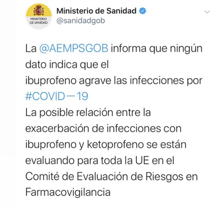 Twitter Ministerio de Sanidad