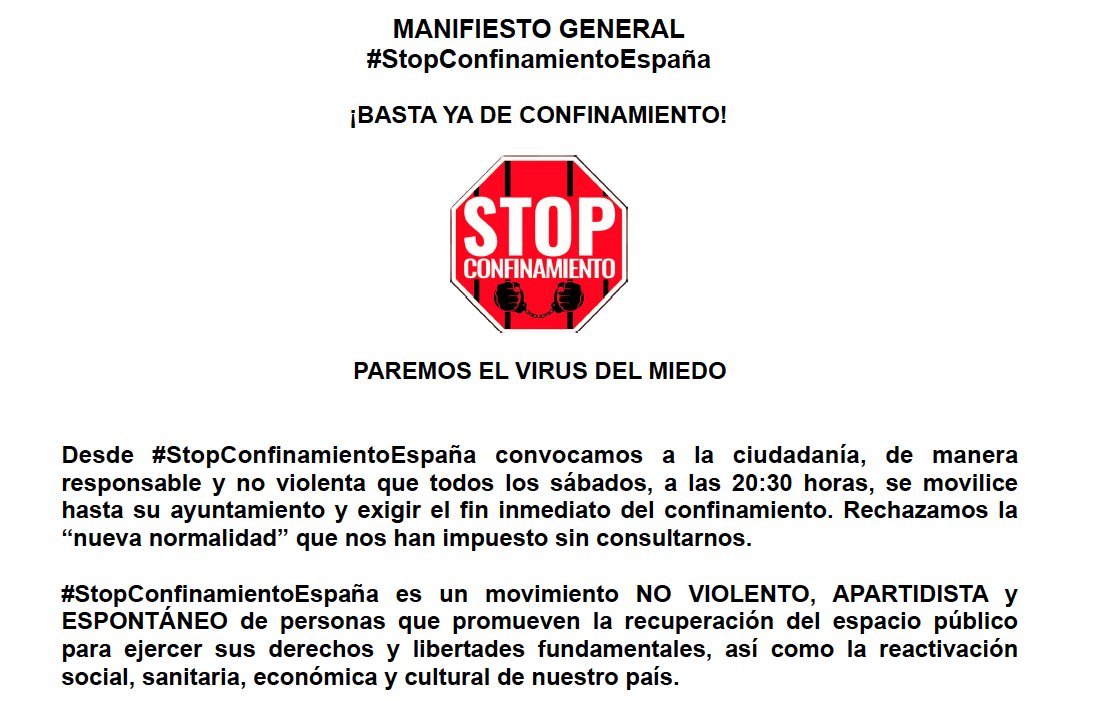 Stop Confinamiento acudió a la concentración / Twitter