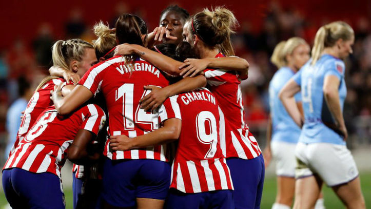 El Atlético Féminas celebra un gol / MARCA