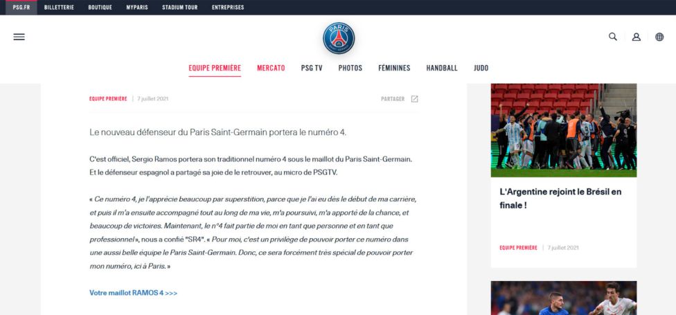 El PSG anuncia de manera anticipada el fichaje de Sergio Ramos / Captura de pantalla
