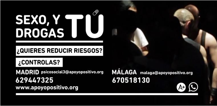 Cartel del programa de Apoyo Positivo sobre la práctica del sexo con drogas