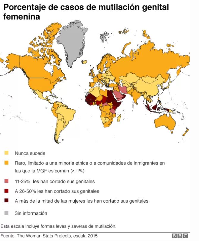 Países donde tiene lugar esta práctica / Fuente: BBC