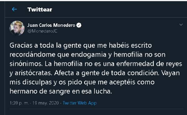 Tweet de Juan Carlos Monedero a día 19 de mayo.