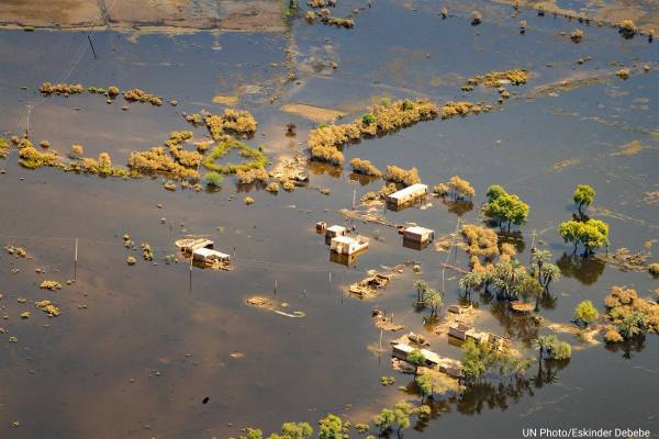 Territorio inundado por fuertes lluvias 