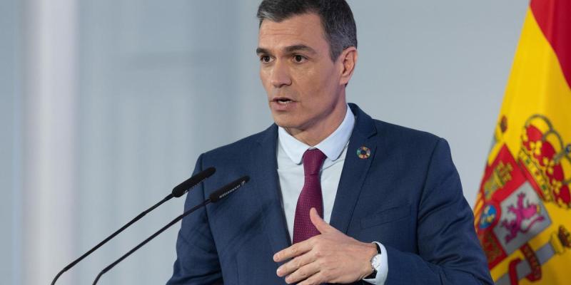 Pedro Sánchez en una rueda de prensa