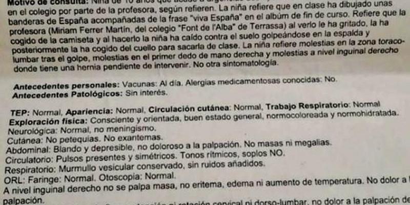 Agresión niña bandera de España profesora