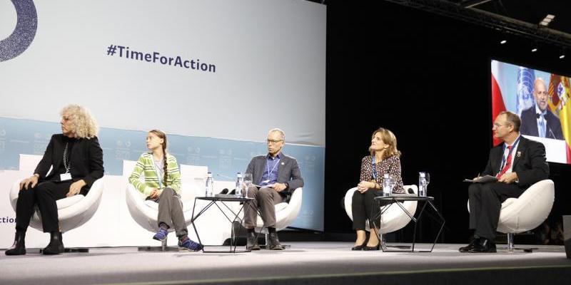 Imagen del plenario de la COP25 con Greta Thunberg. Foto: Miteco