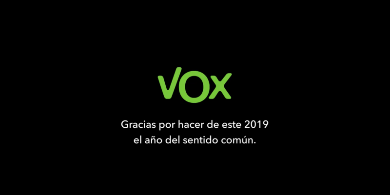 Vox felicita la Navidad “por España” y da gracias por hacer del 2019 “el año del sentido común”.