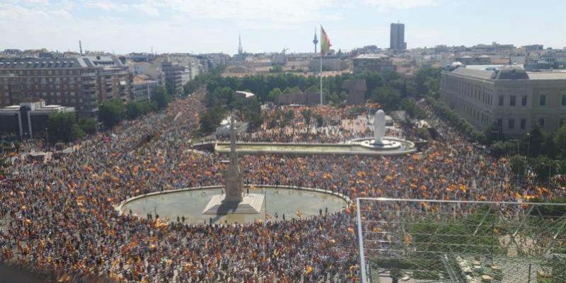 Plaza Colón de Madrid durante la manifestación. Servimedia