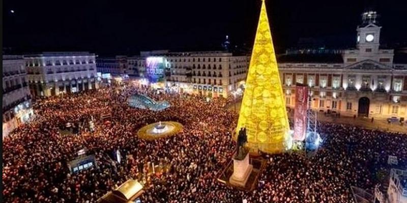 Puerta del Sol, Madrid, durante las campanadas del 2017