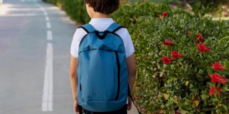Un niño de espaldas con una mochila / Servimedia Un niño de espaldas con una mochila