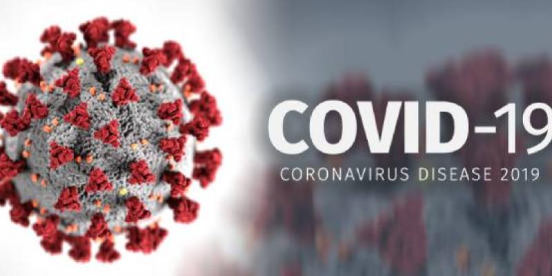 Anticuerpos /Mhealth A la izquierda se ve un coronavirus y a la derecha en letra pone: Covid-19