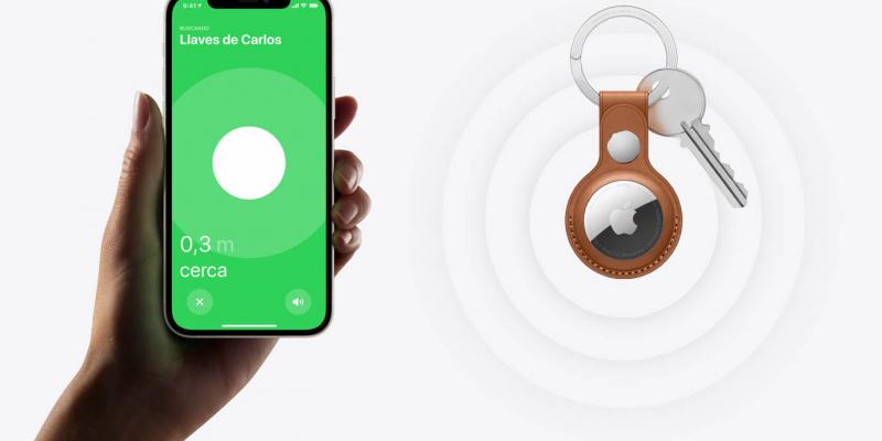 Fuente. Tecnobility Imagen comercial que muestra un dispositivo Airtag siendo detectado por un teléfono móvil