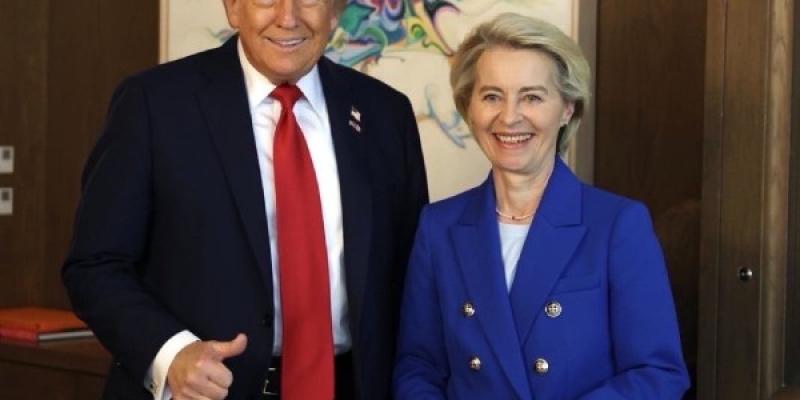 Aranceles de Trump a Europa entran hoy en vigor Trum y Vonder Leyen en una reunión