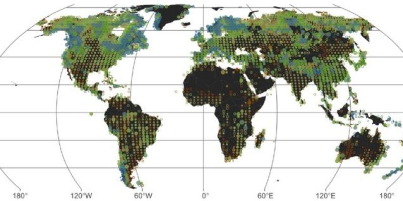 Gráfico del color de los lagos mundiales por el cambio climático