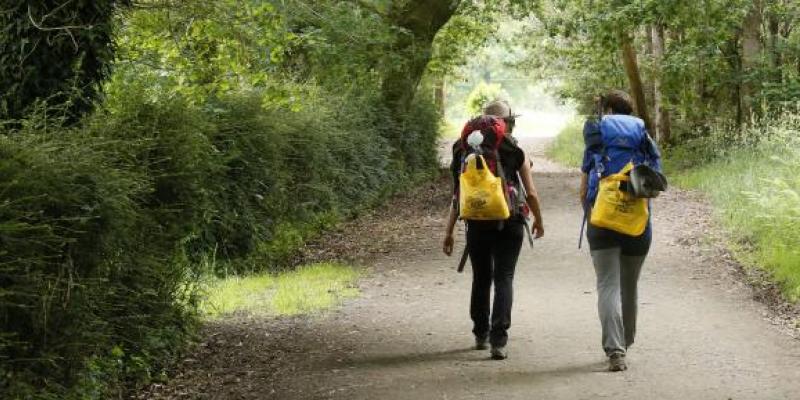 Dos personas haciendo el Camino de Santiago