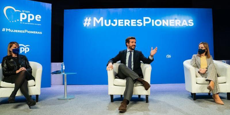 Casado, durante el acto del PP con motivo del 8-M | Foto. David Mudarra/PP para Servimedia