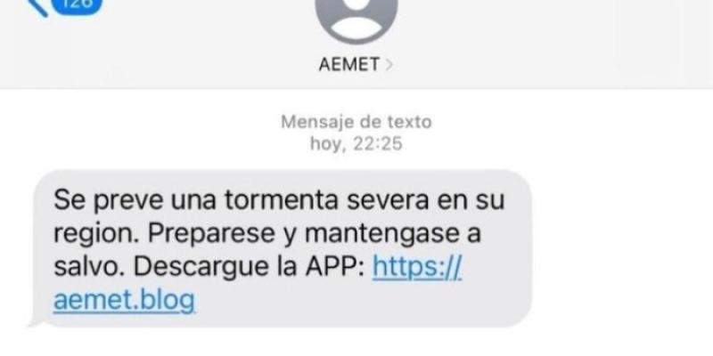 Mensaje falso AEMET Mensaje falso AEMET