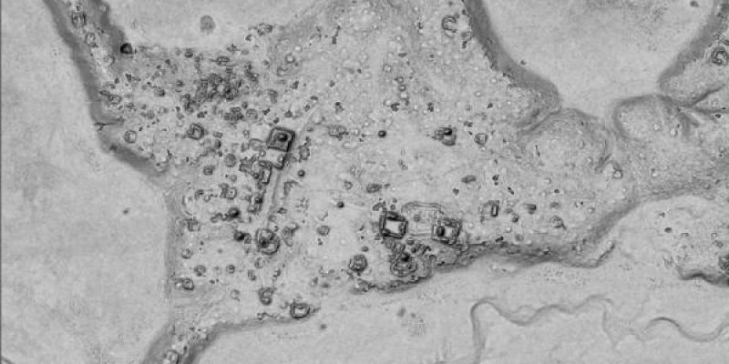 Imagen Lidar de la ciudad maya descubierta en la reserva de Balamkú / INAH Imagen Lidar de la ciudad maya descubierta en la reserva de Balamkú