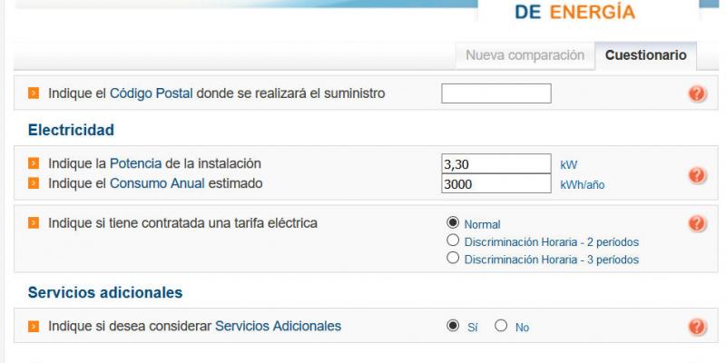 El nuevo comparador del precio de la luz no es accesible