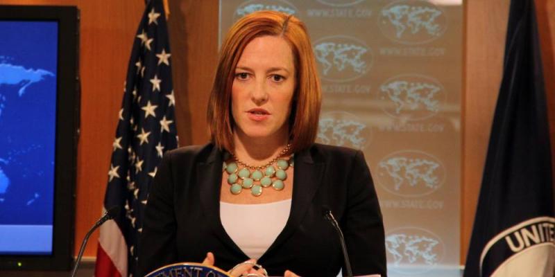Biden nombra al primer equipo de comunicación de la historia de EEUU formado solo por mujeres Jen Psaki cuando era portavoz del Departamento de Estado en 2015.GETTY / GETTY