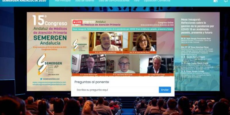 Congreso online de Semergen donde se ven los ponentes en la plataforma digital 