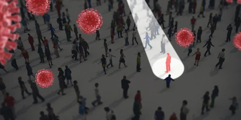 Incidencia del coronavirus en España / Alphaspirit / Shutterstock Infografía que representa un grupo de personas entre los virus del Covid-19 //Alphaspirit / Shutterstock
