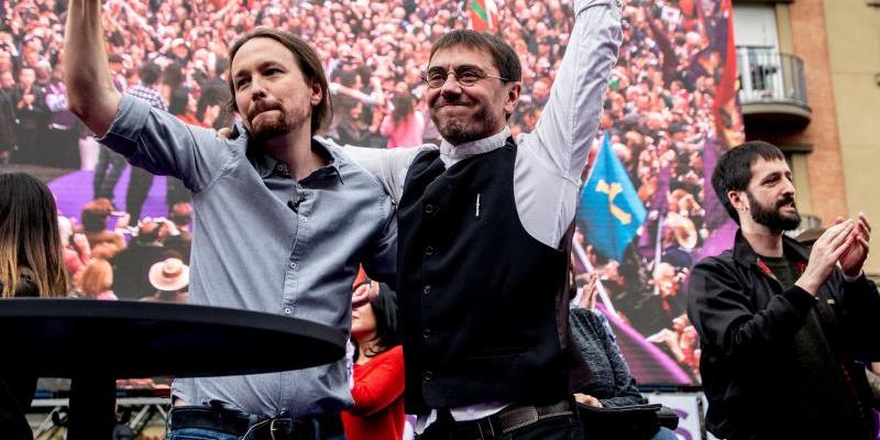 Financiación irregular en Podemos Iglesias, Monedero y Del Olmo, en un mitin | Foto: Podemos