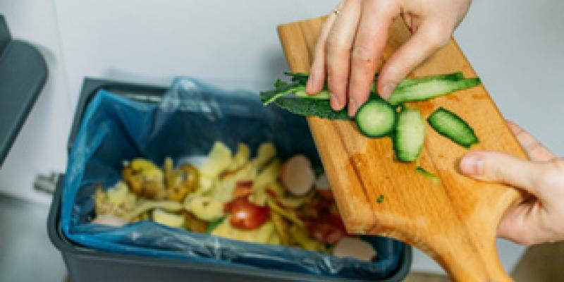 Imagen de una persona tirando comida en la basura/envatoelements Los jóvenes luchan contra el desperdicio alimentario