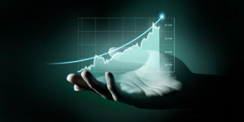 Crecimiento empresarial Mano mostrando el crecimiento empresarial