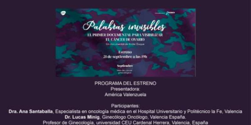 Programa de la Gala donde ASACO presenta el documental sobre el cáncer de ovario