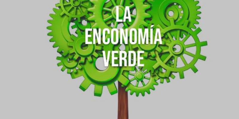 Economía Verde /revista ganar-ganar Árbol que en su copa, aparece la frase "Economía verde"