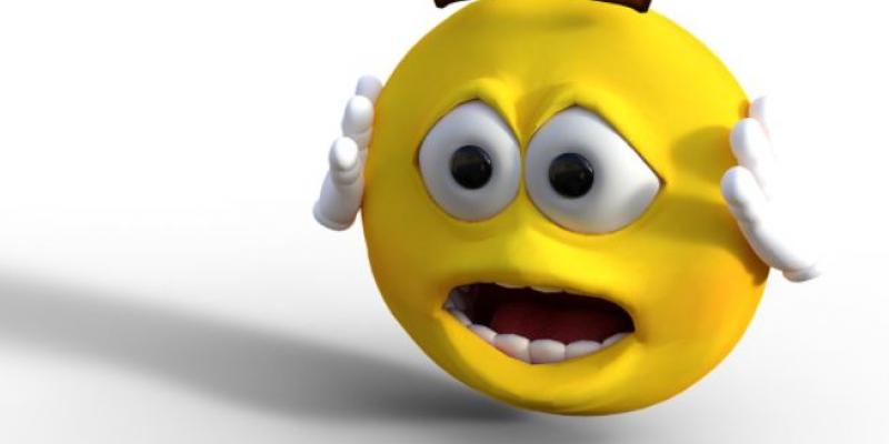 Emoticono de una cara amarilla sorprendida