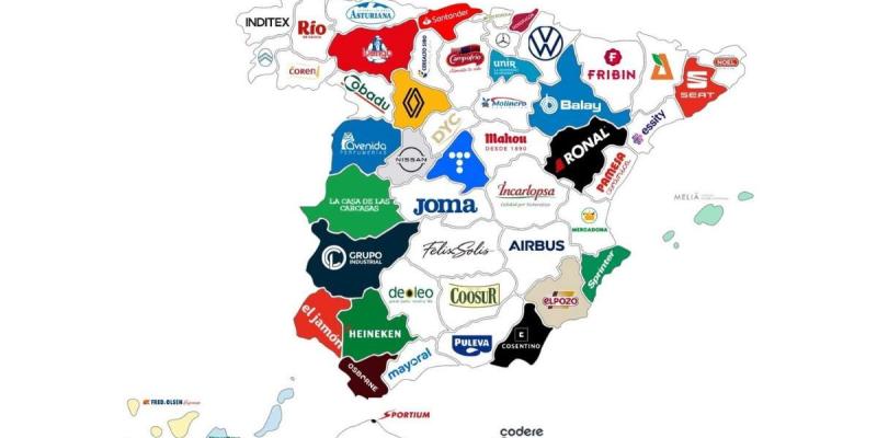Mapa con las empresas más destacables en cada provincia de España