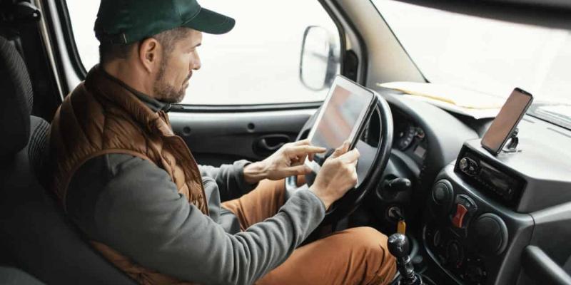Imagen de un hombre en un coche Estrategias empresariales y de logística