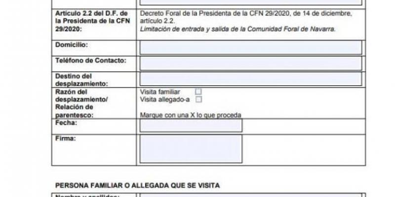 Formulario / Comunidad Foral de Navarra La Comunidad Foral de Navarra ha planteado un Formulario de Responsabilidad para evitar desplazamientos