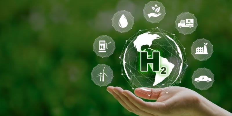 innovación | Fotografía de 123RF/pwsr01 Recreación de una mano con el símbolo del hidrógeno