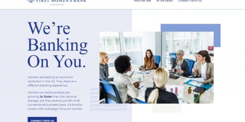 FWBank. Captura de la página web de la banca. FWBank es el primer banco creado y dirigido por mujeres.