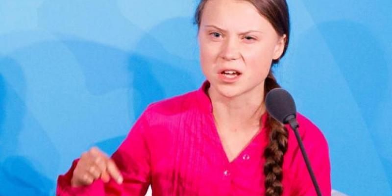 Greta Thunberg en una conferencia