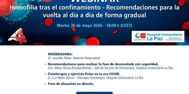 ASHE Madrid y el Hospital Universitario La Paz han organizado un seminario sobre la hemofilia tras el confinamiento